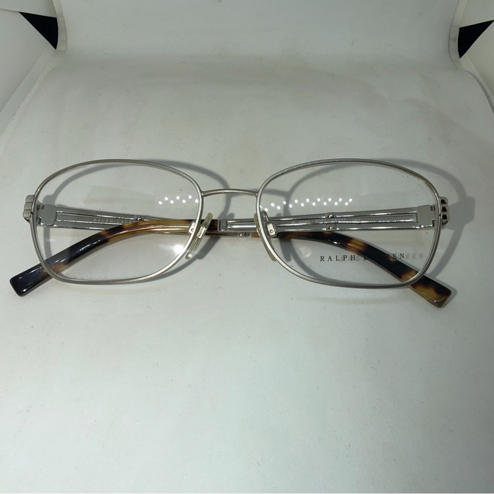 Ralph Lauren Silver Metal Women's Eyeglasses with Tortoiseshell Temples - Picture 5 of 5